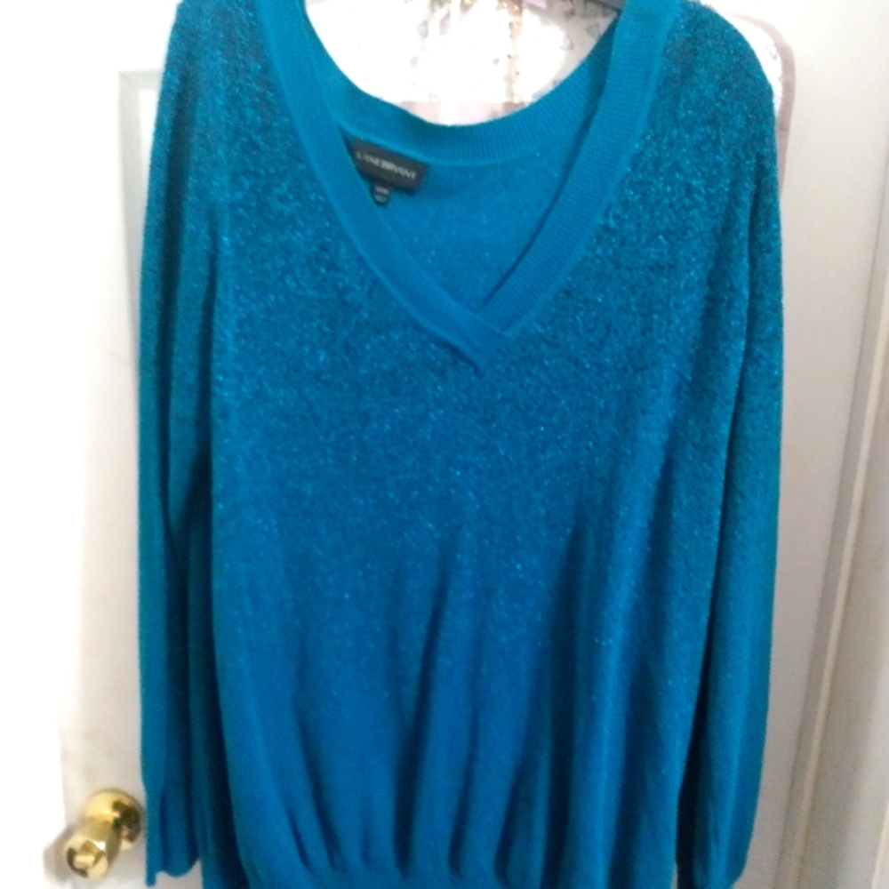 Size 22/24 light weight sweater teal, with black and silver flickers of color
